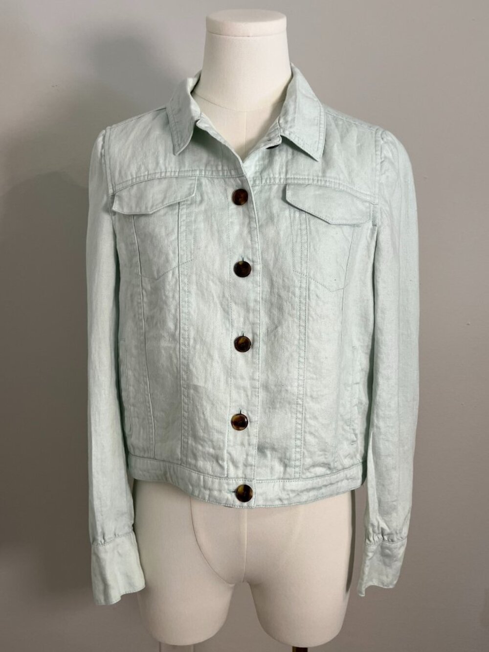 100% Linen Jacket - light green/sage